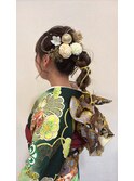 ポニーテール組紐アレンジ