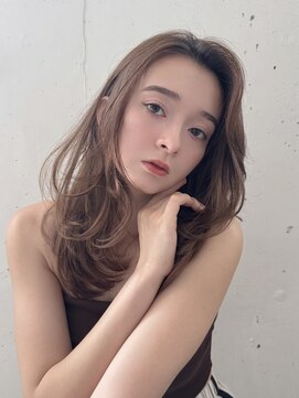 ビーチ(BEACH) レイヤーカット/韓国ヘア/小顔/前髪長め/オリーブグレー/黒髪