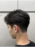メンズセンターパート曲がる縮毛矯正アップバング