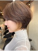 ナチュラルボブ前髪ありイメチェン20代30代40代ショートボブ