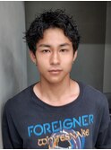 ブルーブラックサーフカールフェザーパーマ_F20984