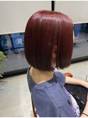 髪質改善カーディナルレッドボブ