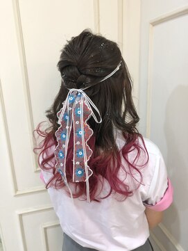 クロップ エス 湘南辻堂(crop es) crop es 湘南辻堂 yuuka☆ピンクグラデーション　ハーフアップ
