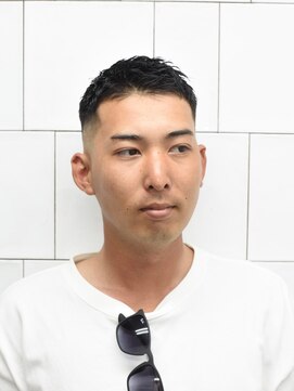 メリケンバーバーショップ コウベ(MERICAN BARBERSHOP KOBE) 七三オールバックツイストパーマかき上げヘアコンマヘアa7