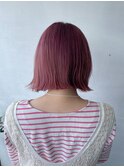 大人美人くびれヘア艶感結べるボブカットピンクハイトーン