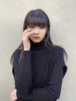 サンプラス(san+)&nbsp;【マユコ】フルバング似合わせカット美髪ネビージュ黒髪スタイル