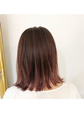 ルッソリベラ 池袋(Lusso libera) 切りっぱなしロングボブ ダスティーピンク◎30代40代50代