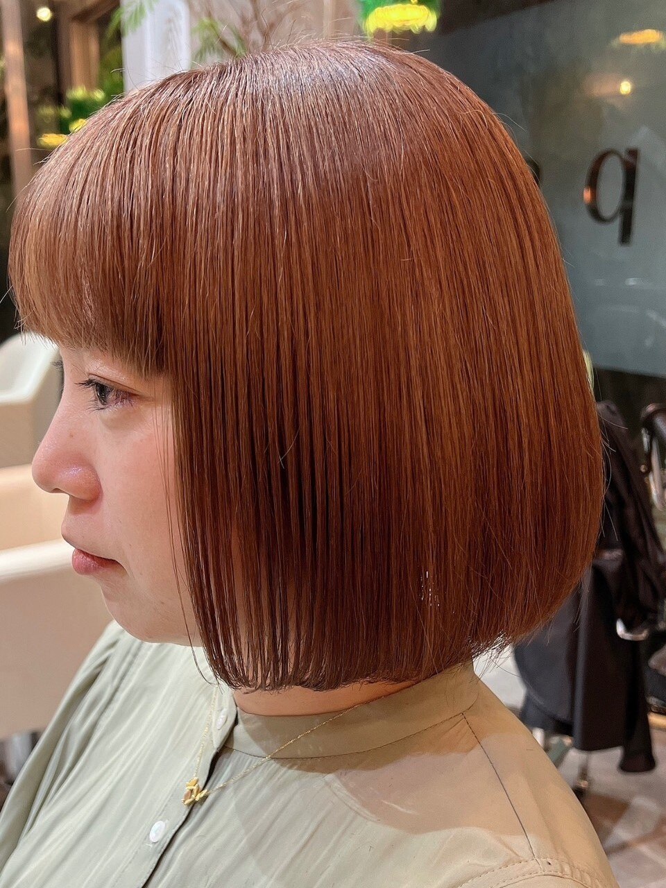 ショートボブ オレンジブラウン 白髪ぼかし 30代40代大濠：L196602966