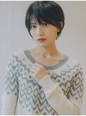 黒髪/マッシュショート/耳掛けショート/小顔カット/グレージュ