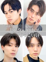 シースルーセンターパート韓国マッシュ黒髪刈り上げツーブロック