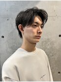 ビジネスセンターパート黒髪アップバングツーブロック爽やか
