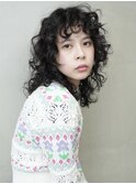 くるくるパーマハードパーマカーリーヘアロングウルフパーマ