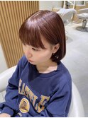 ショートボブ20代30代40代アプリコットオレンジ☆髪質改善