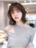 チョコグレージュ/20代30代大人かわいい/ミディアムレイヤー
