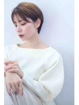 ムウ 難波(MOU)&nbsp;クールショートボブ前髪イメチェンピンクベージュ20代30代40代