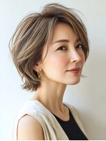 Heart's美人設計と白髪ぼかし専門店 青山表参道店 脱白髪染め/ショートヘア【ハーツ】&nbsp;白髪ぼかし脱白髪染め似合わせショートボブ40代50代60代