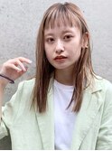 ベビーバングストレート_オリーブカラーハイライトカラー_7923