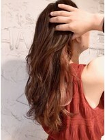 ナナカバイミーツハンド(nana.ca by meetsHAND)&nbsp;個性が映えるインナーカラー × アプリコットオレンジ