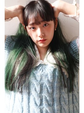 アンドスタイル(&style) 【大名店 江藤】インナーカラー グリーン