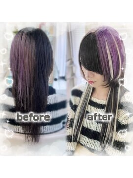 ヴォーグ(VOGUE) †紫×白×黒デザインカラーエクステ†