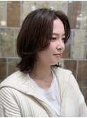 前髪あり/ミディアム/顔まわりレイヤー/30代/40代/恵比寿