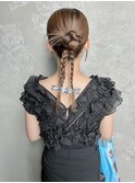 カチモリヘアセット三つ編みヘアアレンジタイトヘアセット結婚式