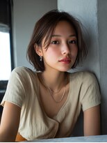ロッソ 大橋店(Rosso) 長め前髪の自然な暗髪ミニボブ【大橋】