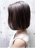 ボブ☆ハイライトカラー☆グレージュ☆暗髪