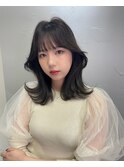 前髪カット/顔まわりカット/くびれヘア/ブリーチなし/韓国ヘア