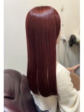 ヘアーカルチャー 小倉台店 HAIR CULTURE 鮮やかカラー・セミロングストレート20代30代40代50代