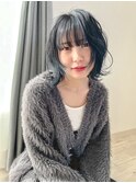 透明感ブルーブラック×顔周りレイヤー