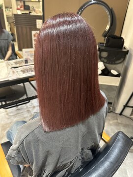 オーバルヘアー(OVAL hair) 切りっぱなしセミロング/ブラウンレッド