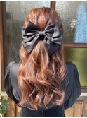 ハーフアップ/ロングヘアアレンジ/結婚式お呼ばれ