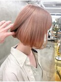 ピンクベージュオレンジベージュダブルカラーハイトーンカラー