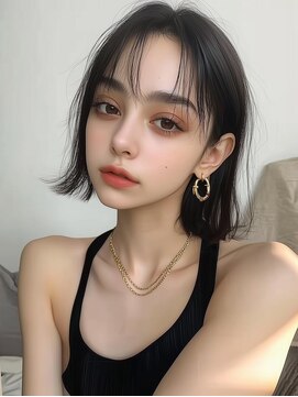 リノショアーズ 元町店(RINOSHORES) グレーベージュカラーダークアッシュベージュくすみカラー黒髪