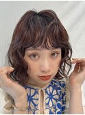 切りっぱなしボブエアリーロング美髪ピンクブラウン