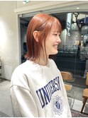 切りっぱなしボブ　タッセルボブ　アプリコットオレンジ