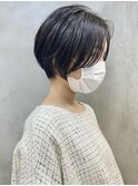 ショートヘア顔周りレイヤーブリーチダブルカラーショートボブ