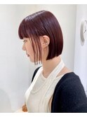 ミニボブ/レッドブラウン/ブリーチなしダブルカラー/柏美容室/