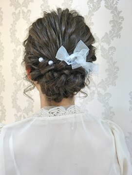 クロップ エス 湘南辻堂(crop es) 波ウェーブアレンジ♪リボン＆パール