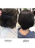 髪質改善ストレート×ショート