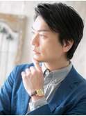 アレンジ自在！七三分けアッシュブラック定番ショートc戸田公園