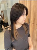 【長まなみ】ロングウルフにインナーカラーオレンジベージュ