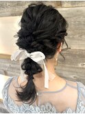 結婚式ヘア 編みおろしヘア ミディアムアレンジ 【肥田亜沙美】
