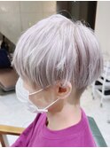 メンズ マッシュショートホワイトシルバーカラー