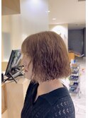 ブリーチ毛にボブパーマ