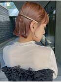 【チバ】ヘアセット　ボブアレンジ　金ピン金箔　結婚式　外ハネ