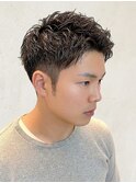 メンズソフトツーブロックビジネス清潔感アップバングショート