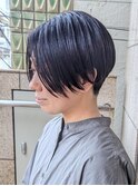 センターパート/アッシュブラック/刈り上げショート/ツーブロ