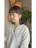 オリーブグレージュ／外ハネボブ／ワイドバング